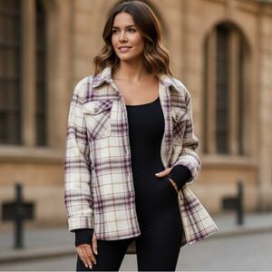 SAGE Collective Sherpa-Lined Plaid Jacket